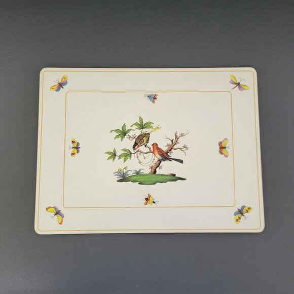 Herend Rothschild Bird Placemat Cork-Backed Botanical Birds and Butterflies - Picture 1 of 9